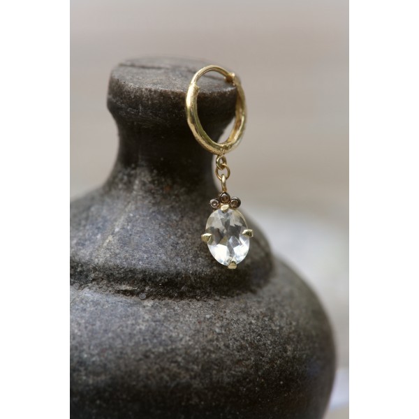 5 Octobre aukso auskarai su deimantais ir akvamarinais 